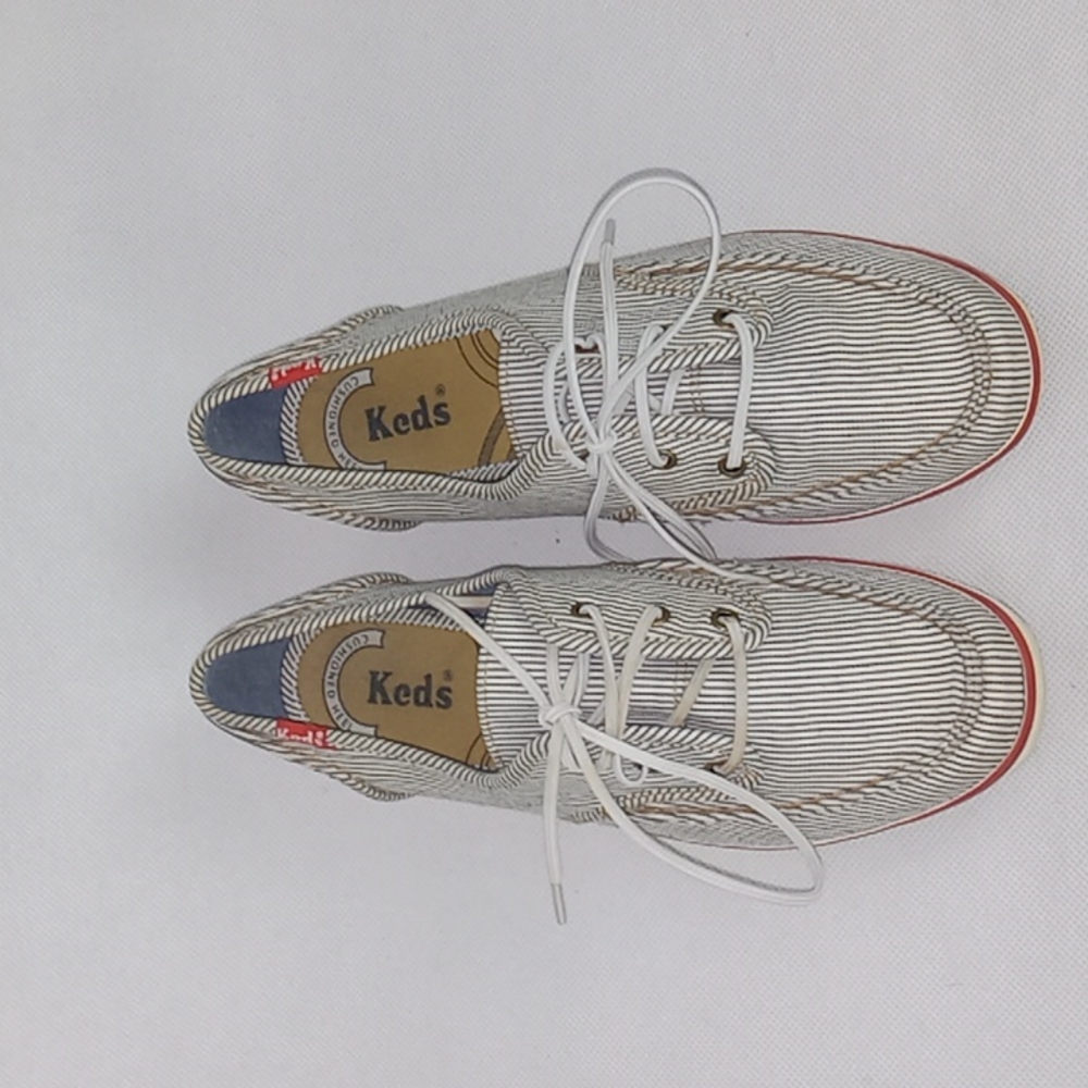 KEDS Cushion White Navy Nautical Fashion Sneakers Loafers Shoes Size 6 Casual
